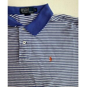 Polo Ralph Lauren Polo Shirt XL Blue White Striped Excellent